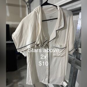 Stars Above Cream Button-Up with Black Trim